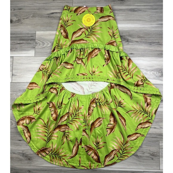 ALDEN ADAIR Sophia Palma Set Hi-Low Maxi Skirt Ruffle Cropped Blouse Resort NEW - Picture 13 of 16